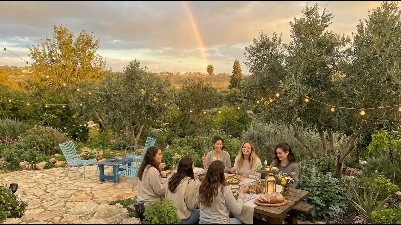 נשים סביב שולחן חגיגי בשעת זהב